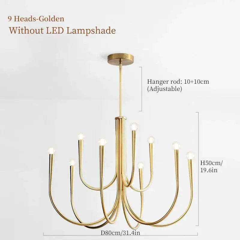 French style gold & black pendant light chandelier dining room