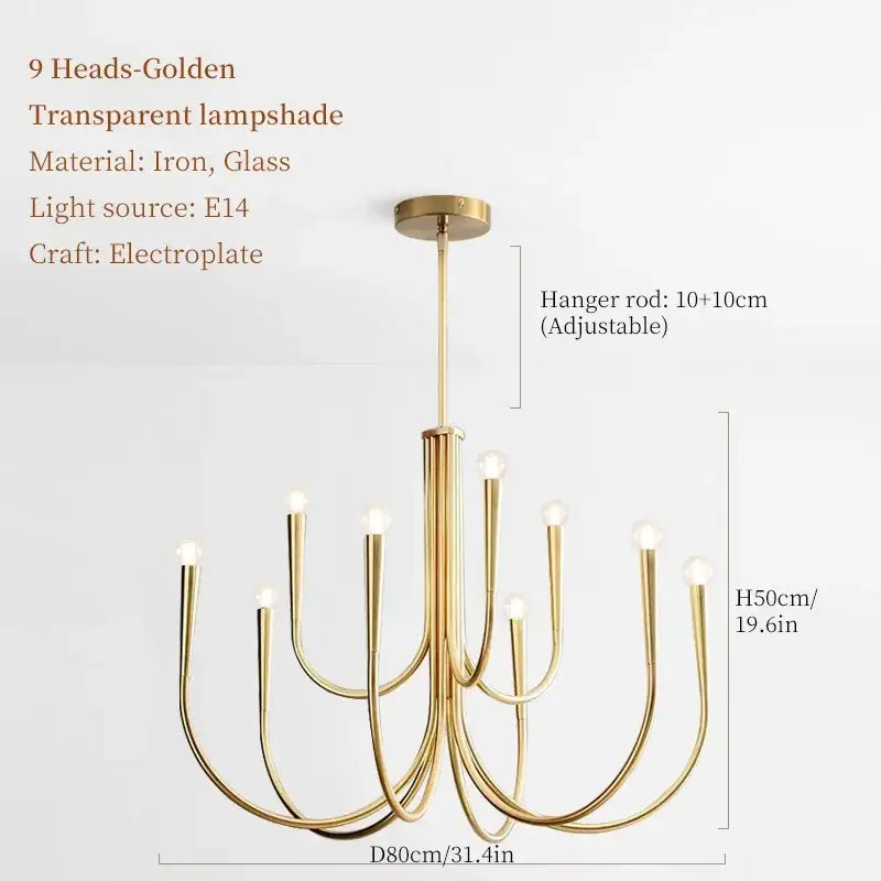 French style gold & black pendant light chandelier dining room