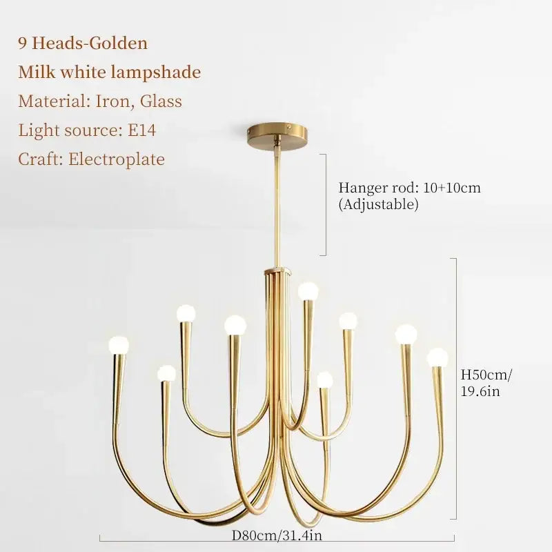 French style gold & black pendant light chandelier dining room