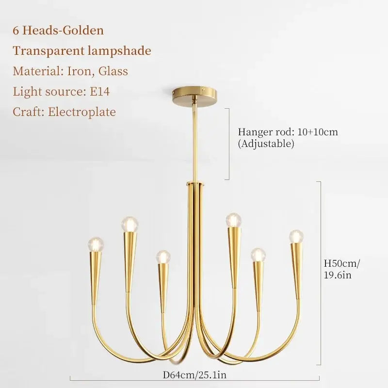 French style gold & black pendant light chandelier dining room