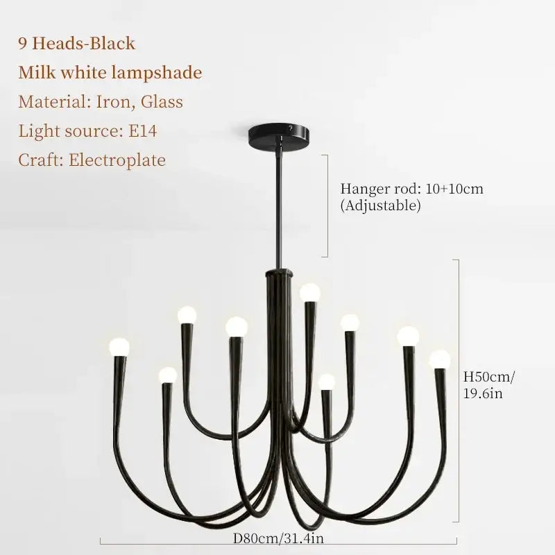 French style gold & black pendant light chandelier dining room