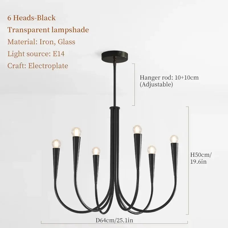 French style gold & black pendant light chandelier dining room
