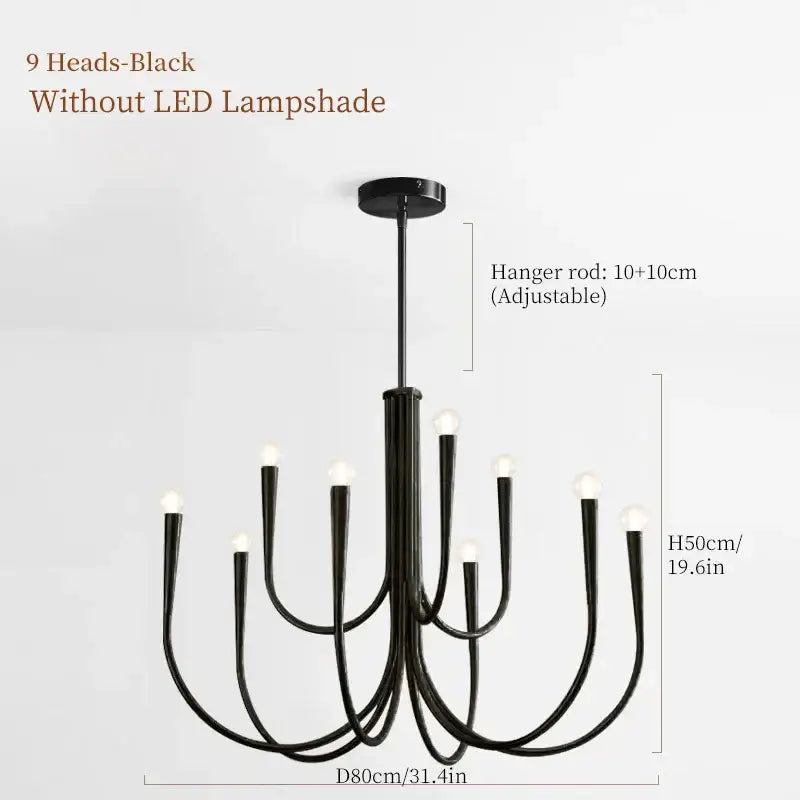 French style gold & black pendant light chandelier dining room