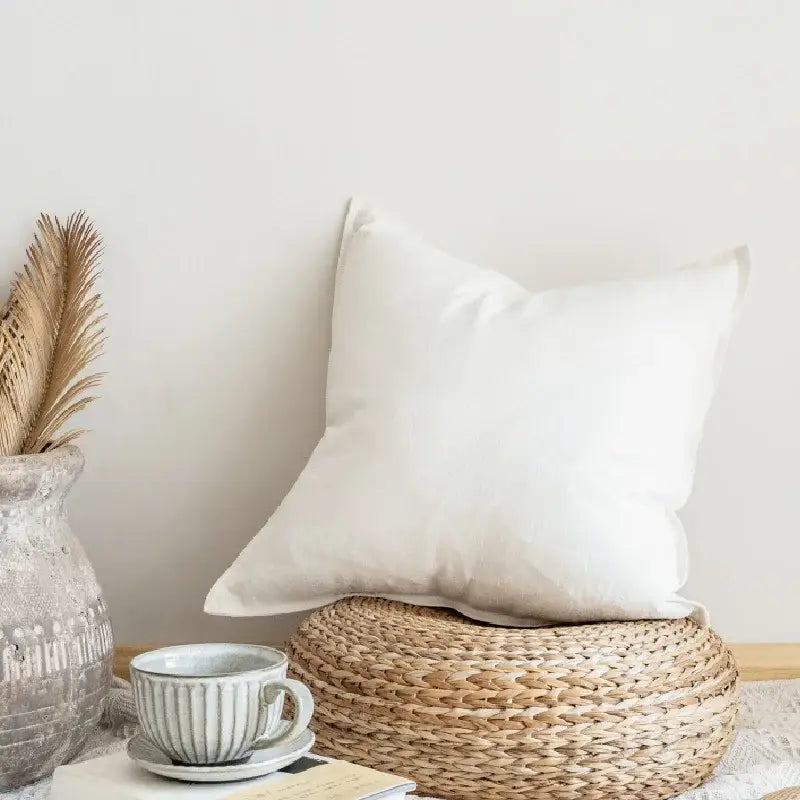 Fringed earth tone linen pillow cover living room decor