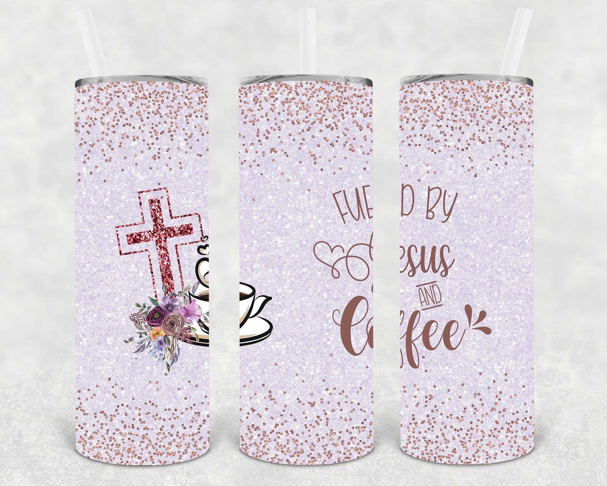 Fueled By Jesus and Coffee 20 oz Skinny Tumbler
