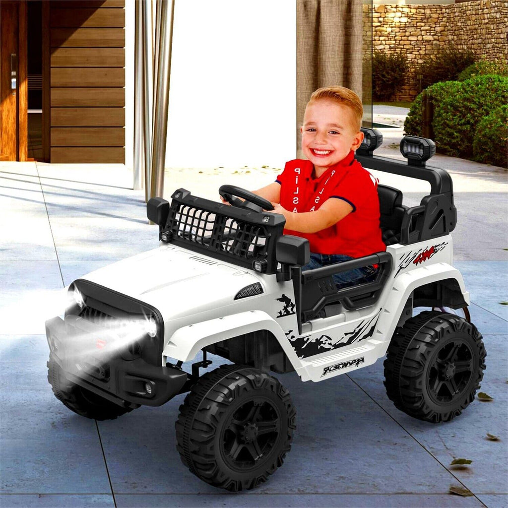 Jeep-Inspired 12V Ride-On Truck for Kids Ages 3-8, White