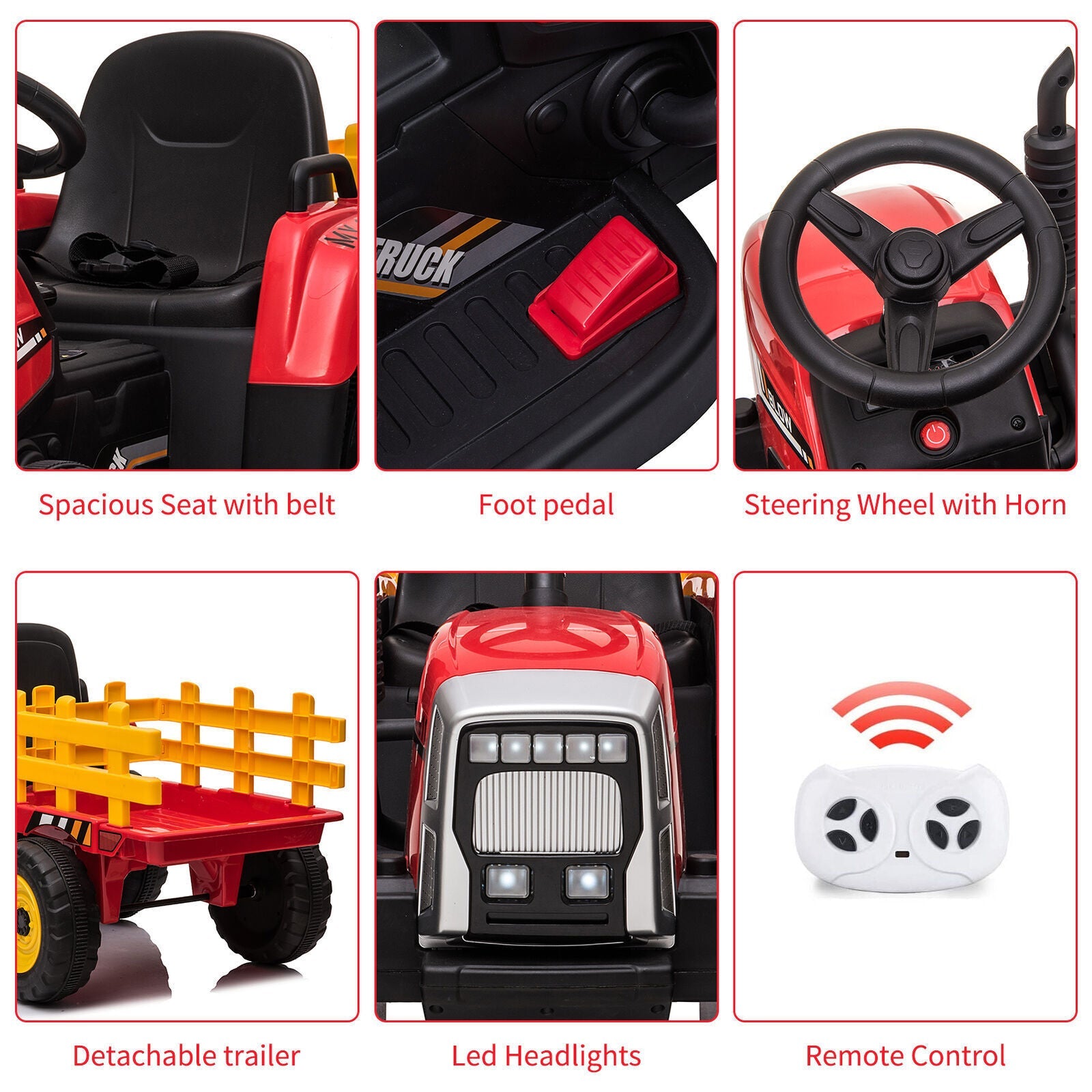 Fun and Functional 12V Kids Ride On Tractor with Trailer and Remote Control