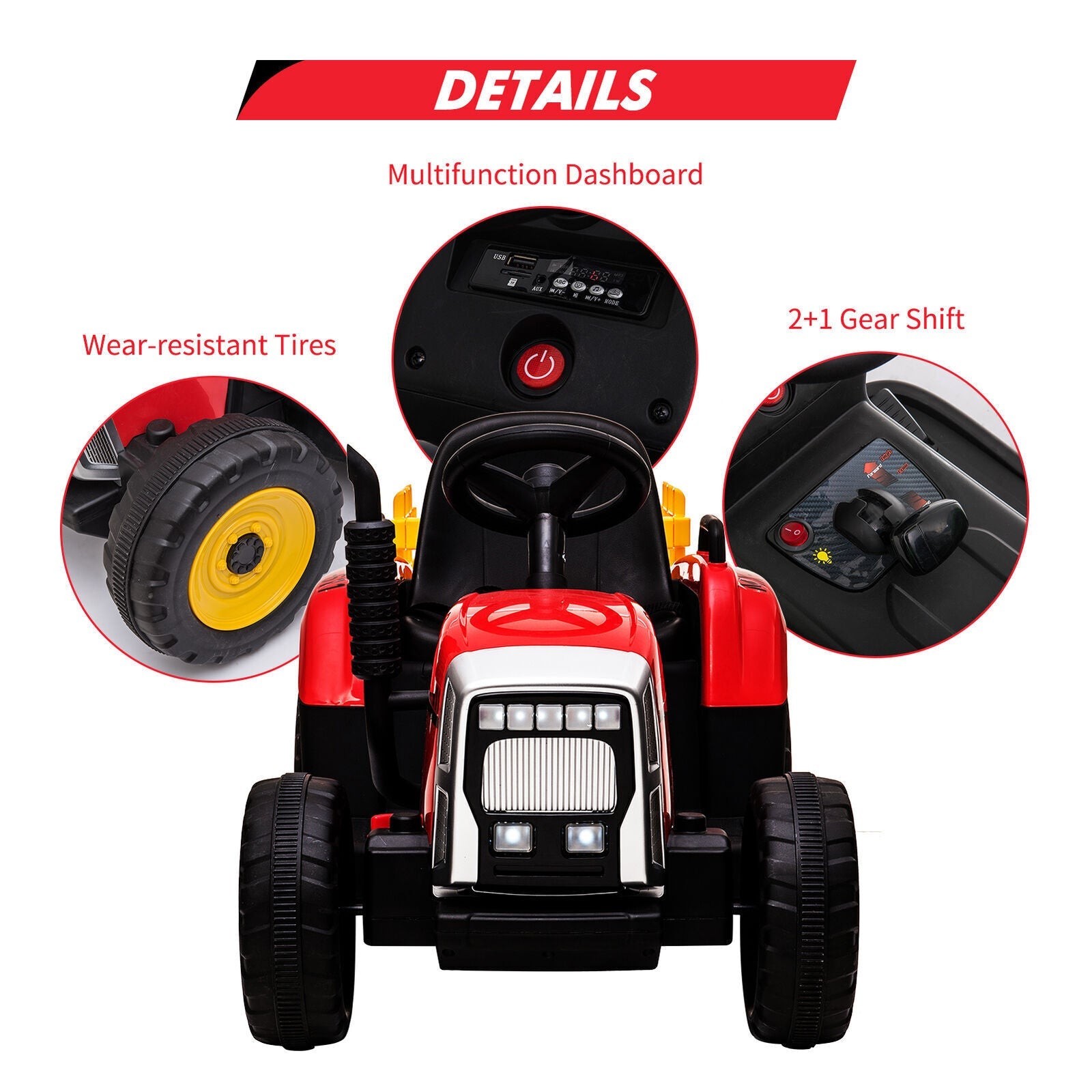 Fun and Functional 12V Kids Ride On Tractor with Trailer and Remote Control