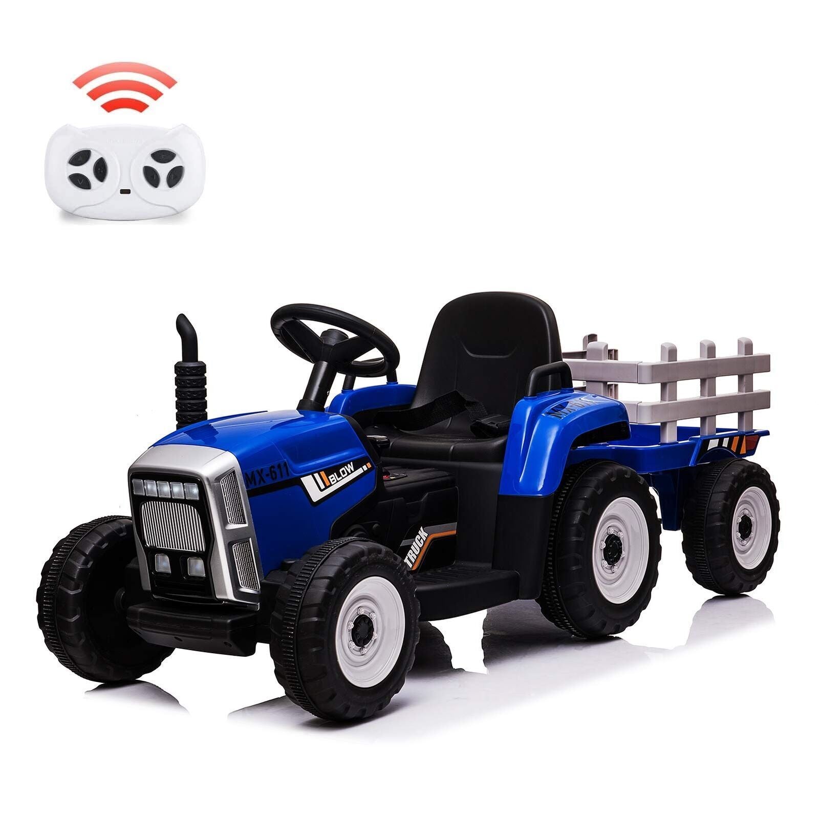 Fun and Functional 12V Kids Ride On Tractor with Trailer and Remote Control