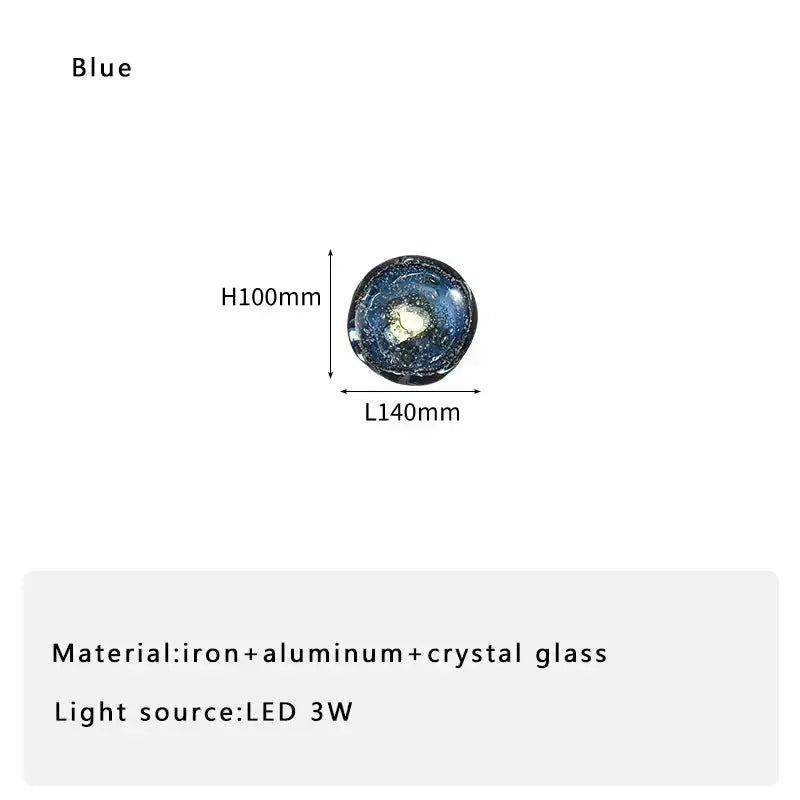 Galaxy blue & amber glass wall sconce lamps for living room lighting