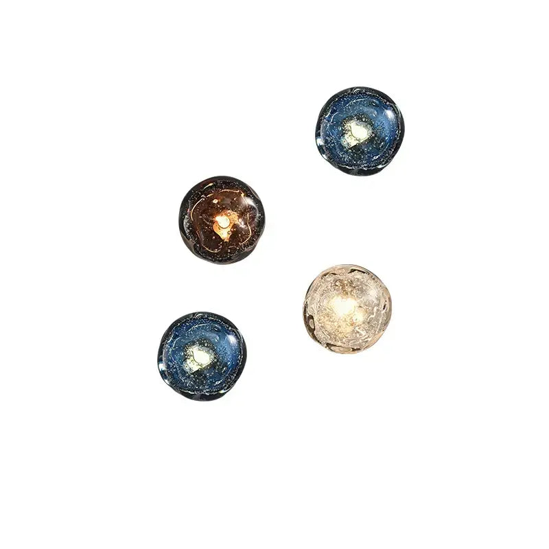 Galaxy blue & amber glass wall sconce lamps for living room lighting
