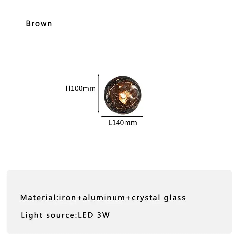 Galaxy blue & amber glass wall sconce lamps for living room lighting