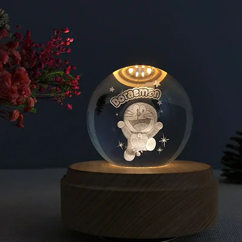 Galaxy crystal ball music box bedroom rotating wooden light glow