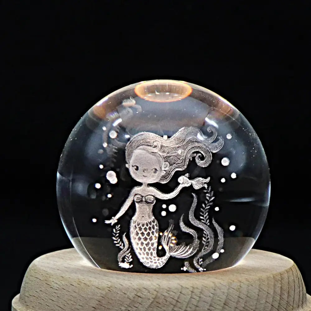 Galaxy crystal ball music box bedroom rotating wooden light glow