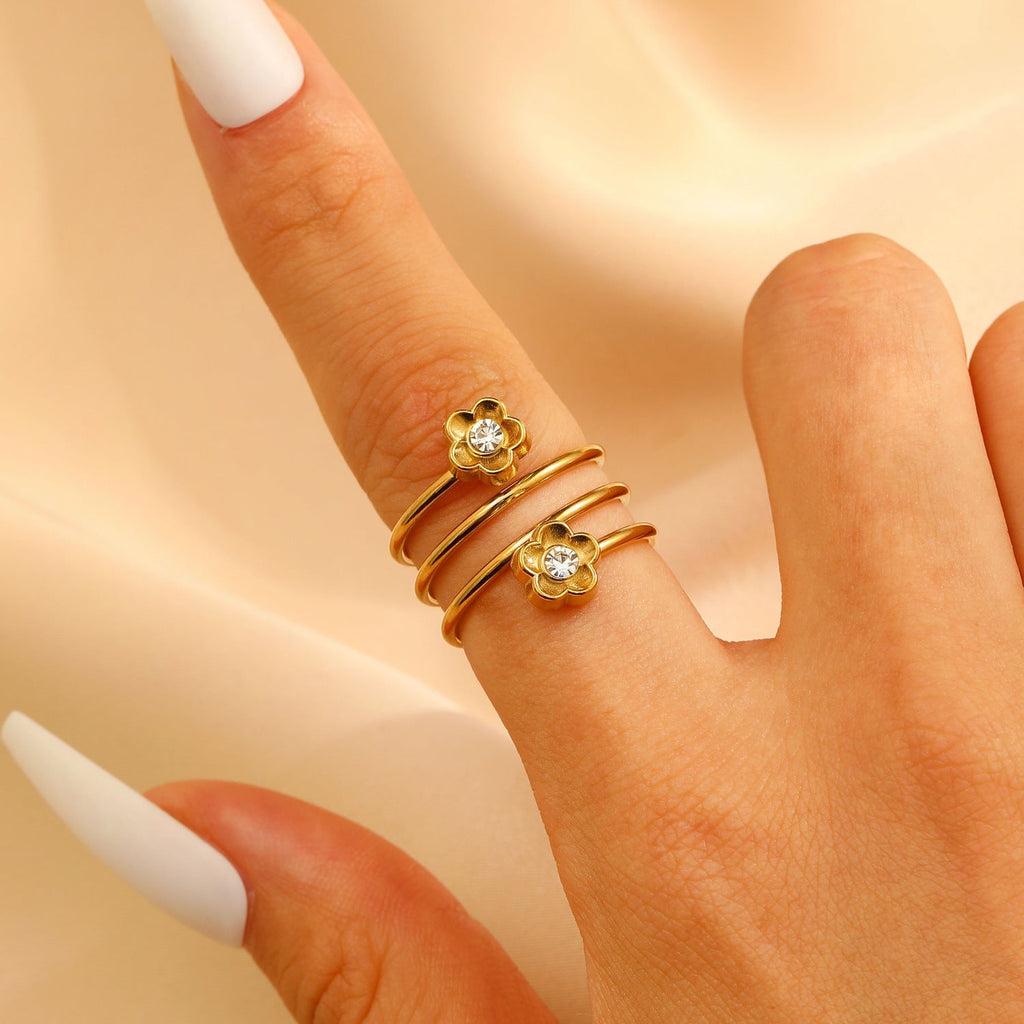 Stainless Steel Zircon Line Ring