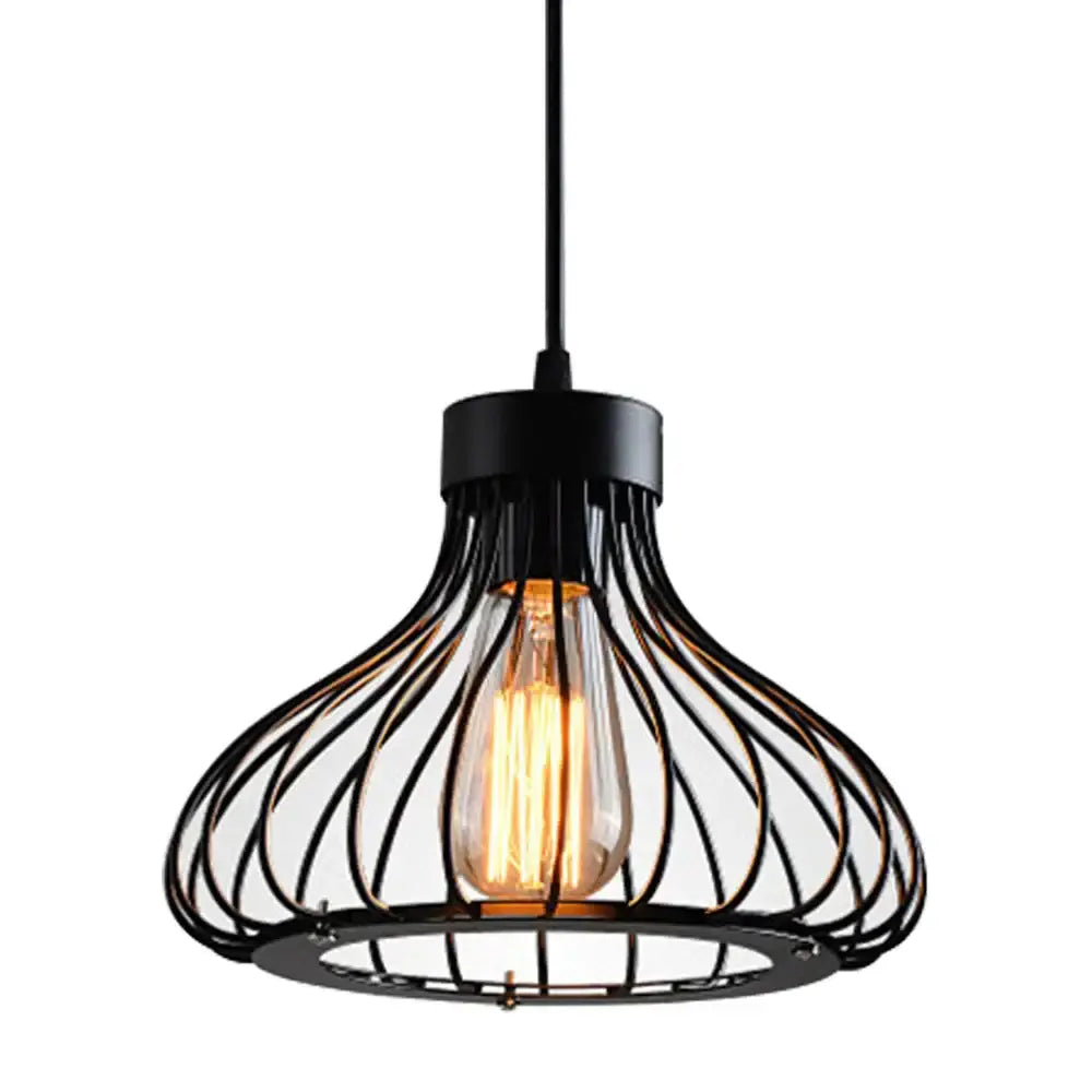 Geometric black metal chandelier kitchen wireframe pendant light