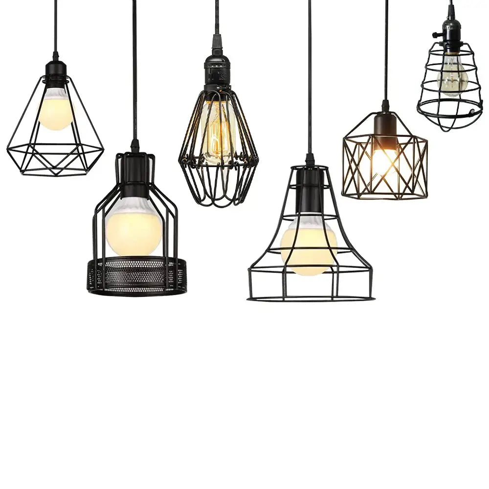 Geometric black metal chandelier kitchen wireframe pendant light