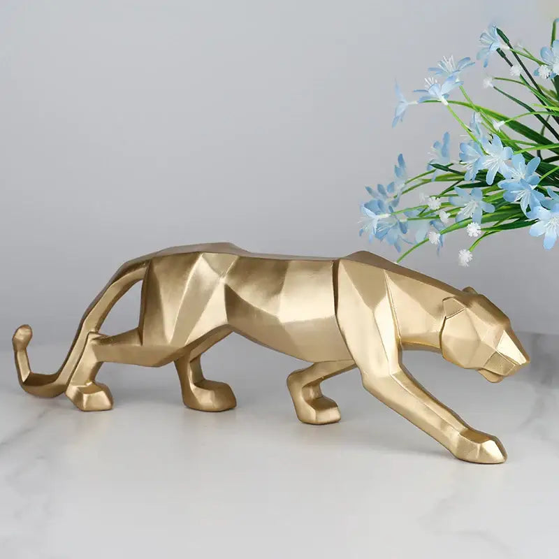 Geometric black panther resin statue living room decor