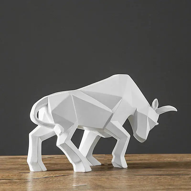 Geometric black & white bull bison sculpture living room decor