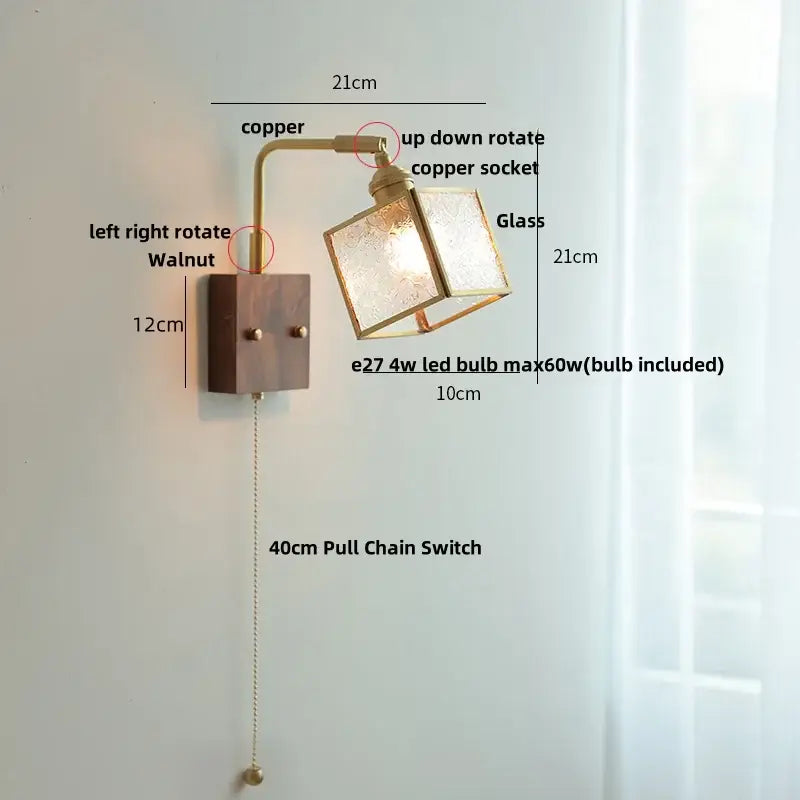 Geometric blue glass and brass led wall light dining room sconce