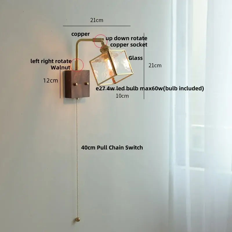 Geometric blue glass and brass led wall light dining room sconce