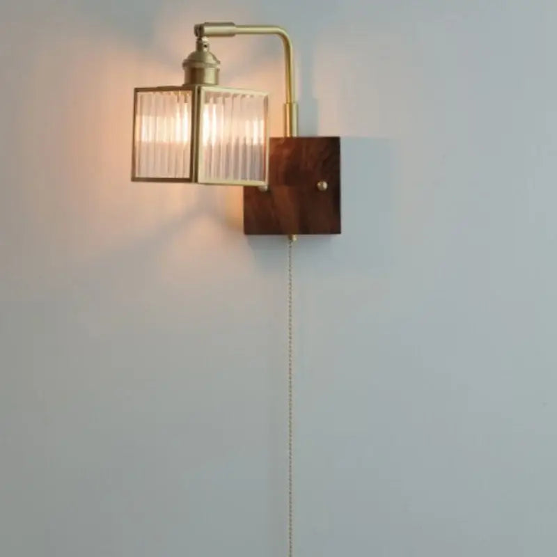 Geometric blue glass and brass led wall light dining room sconce