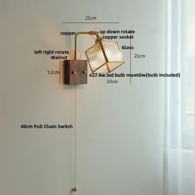Geometric blue glass and brass led wall light dining room sconce