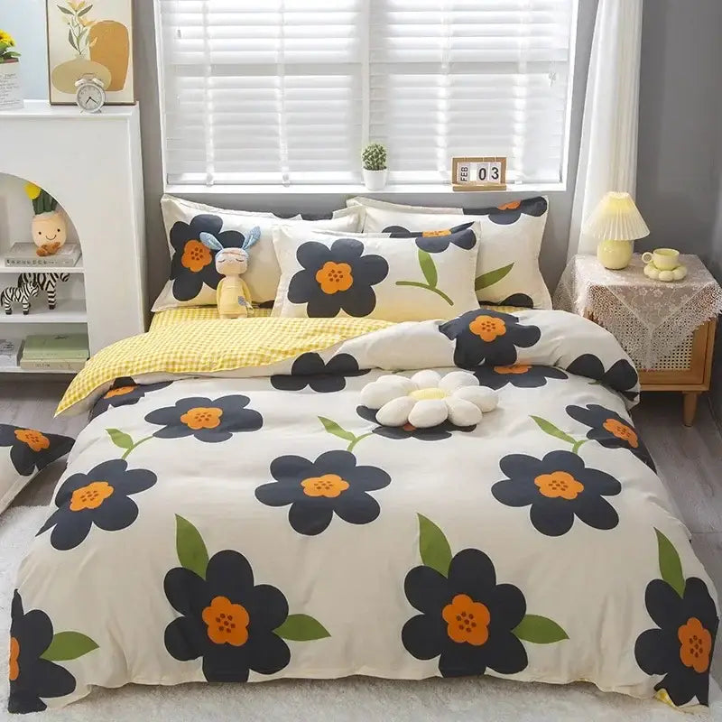 Geometric blue & white king size duvet set bedroom bedding