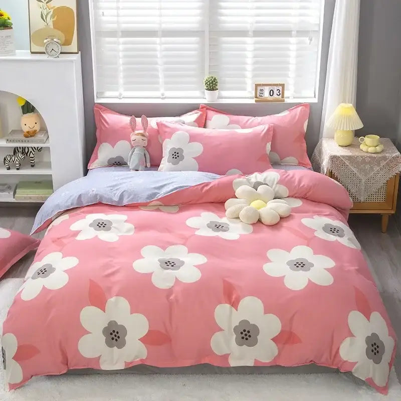 Geometric blue & white king size duvet set bedroom bedding