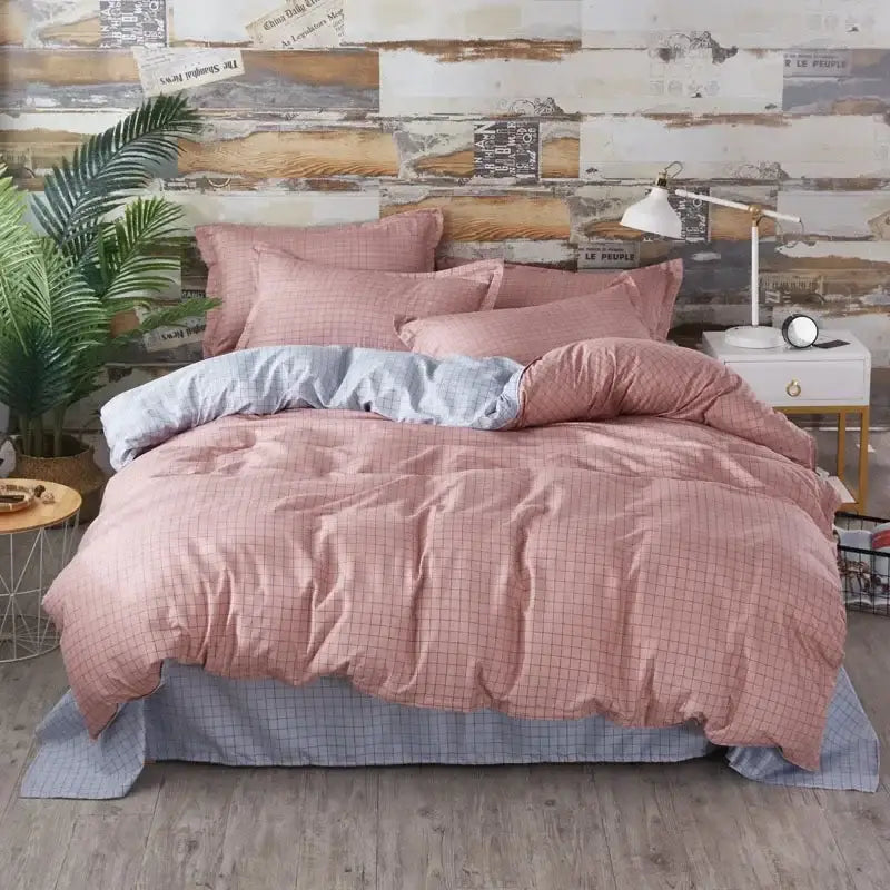 Geometric blue & white king size duvet set bedroom bedding