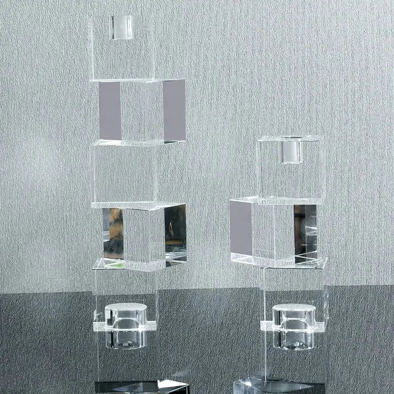 Geometric crystal glass candle holder living room cube decor