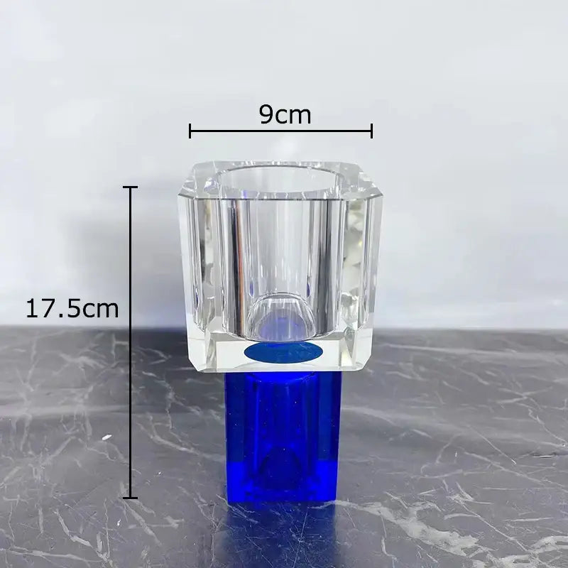 Geometric crystal glass vase with artificial flowers living room decor