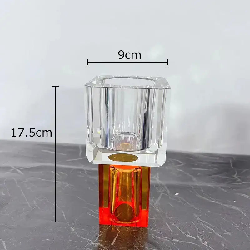 Geometric crystal glass vase with artificial flowers living room decor