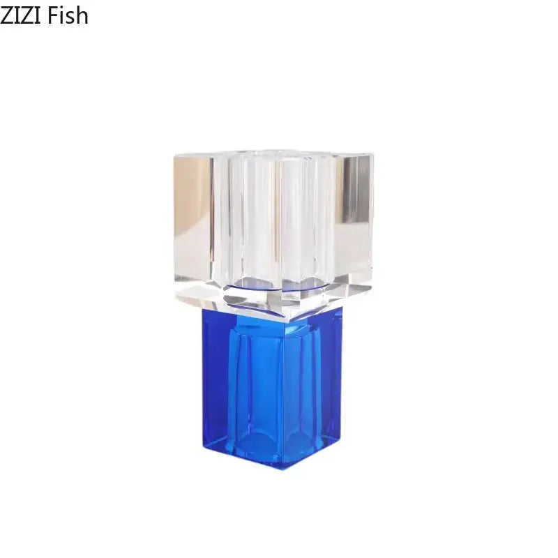 Geometric crystal glass vase with artificial flowers living room decor
