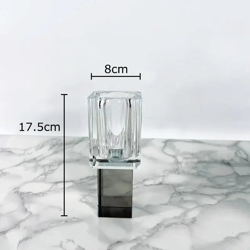 Geometric crystal glass vase with artificial flowers living room decor