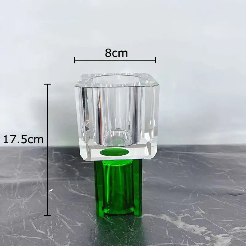 Geometric crystal glass vase with artificial flowers living room decor