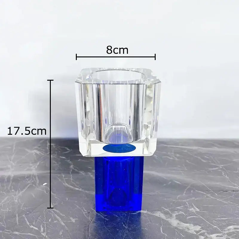 Geometric crystal glass vase with artificial flowers living room decor