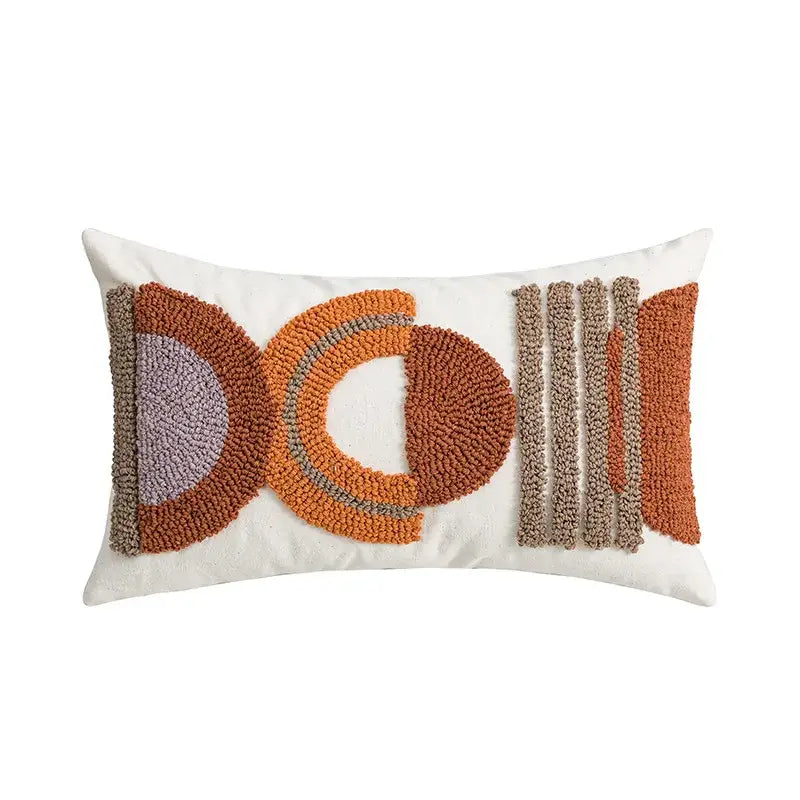 Geometric embroidered cushion cover – living room ethnic decor