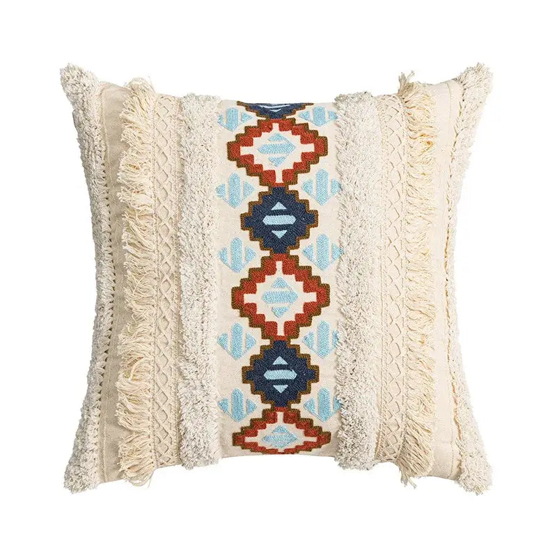 Geometric embroidered cushion cover – living room ethnic decor