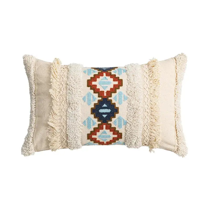 Geometric embroidered cushion cover – living room ethnic decor