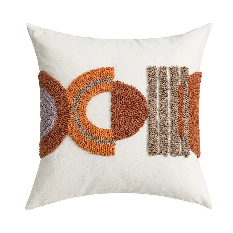 Geometric embroidered cushion cover – living room ethnic decor