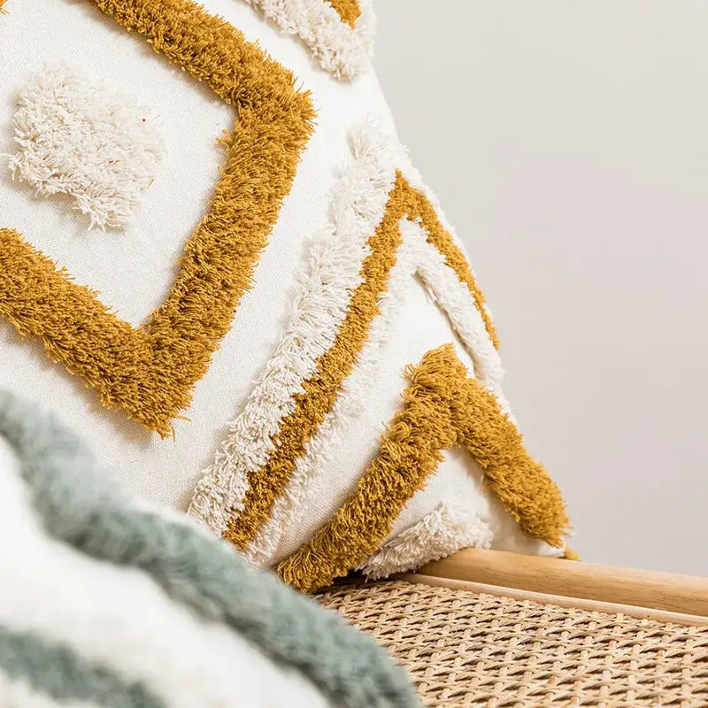 Geometric embroidery boho cushion cover living room throw pillow