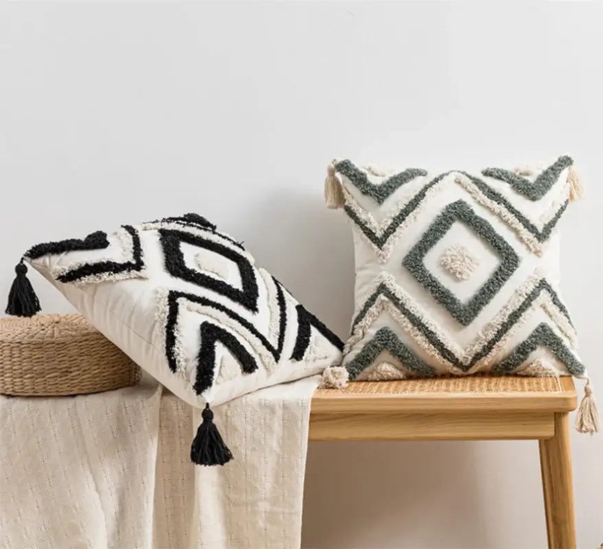 Geometric embroidery boho cushion cover living room throw pillow