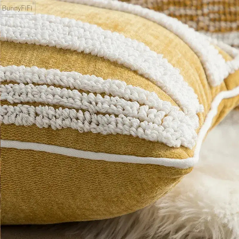 Geometric embroidery circle cushion cover living room earthy decor