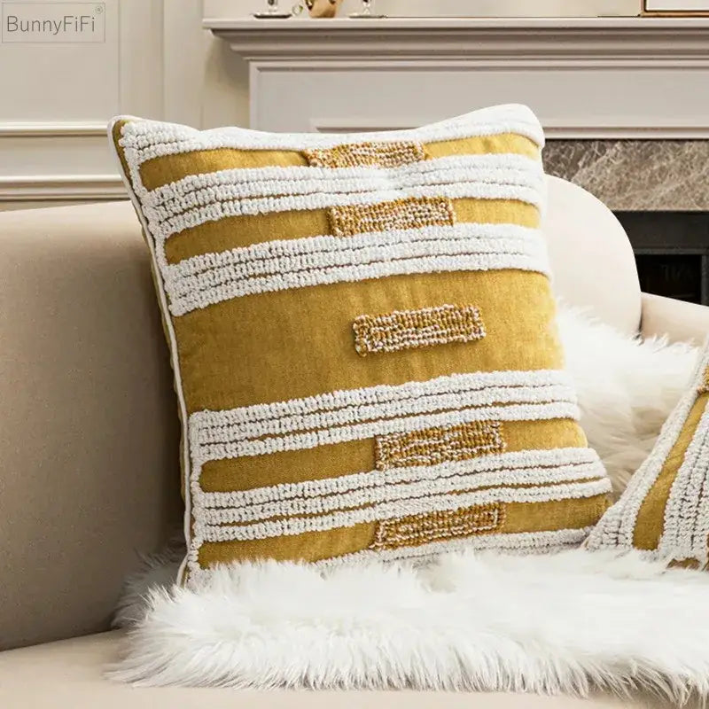 Geometric embroidery circle cushion cover living room earthy decor