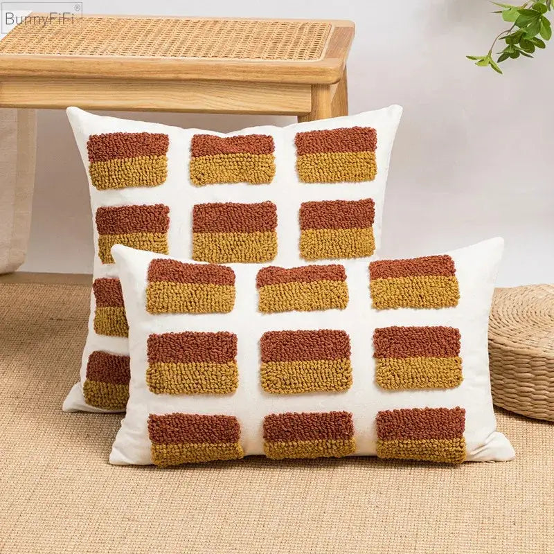 Geometric embroidery circle cushion cover living room earthy decor
