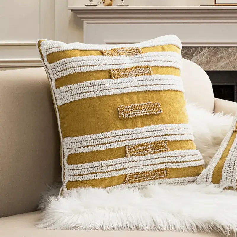Geometric embroidery circle cushion cover living room earthy decor