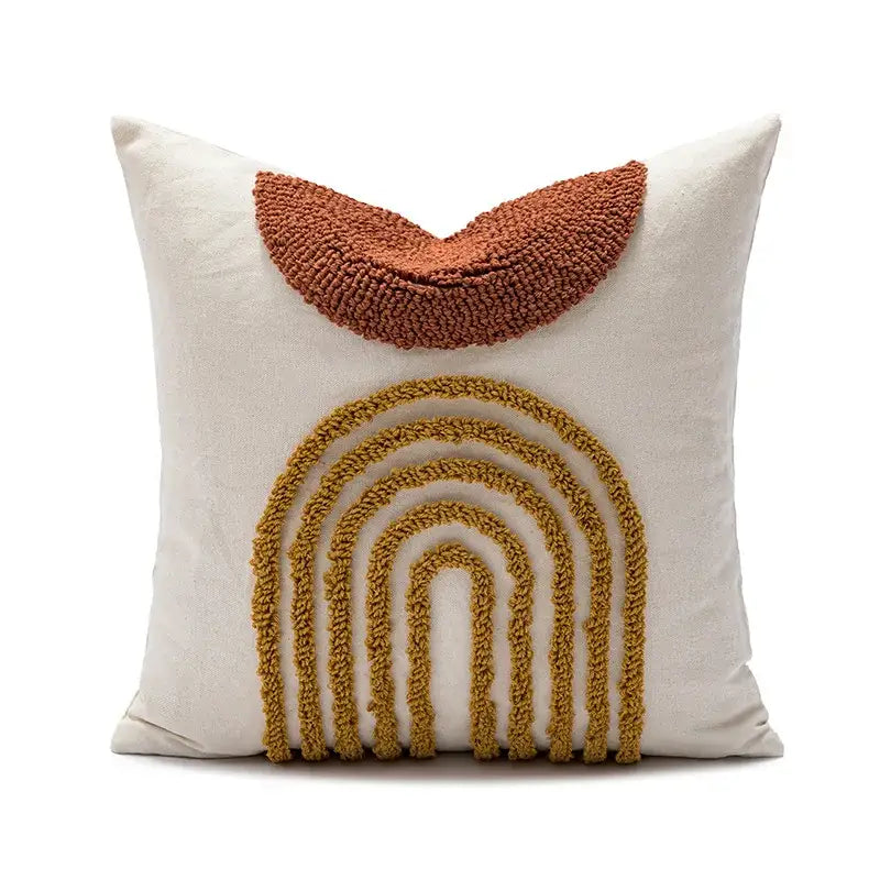 Geometric embroidery circle cushion cover living room earthy decor