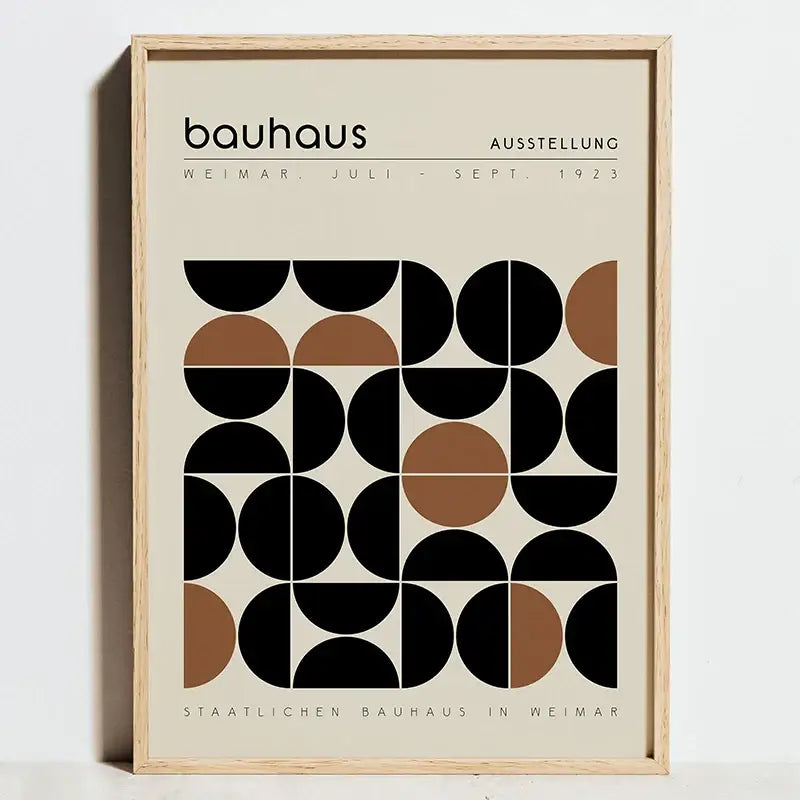 Minimalist orange & black bauhaus exhibition posters living room art