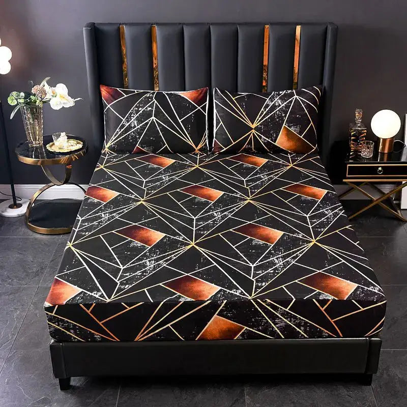 Geometric figure white & gold sheet set bedroom bedding